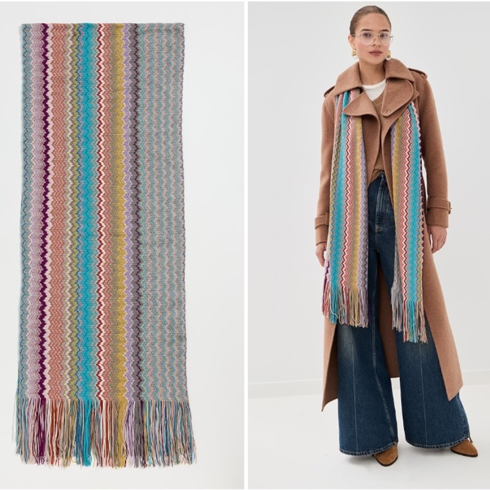 Missoni Colorful Striped Fringe Scarf